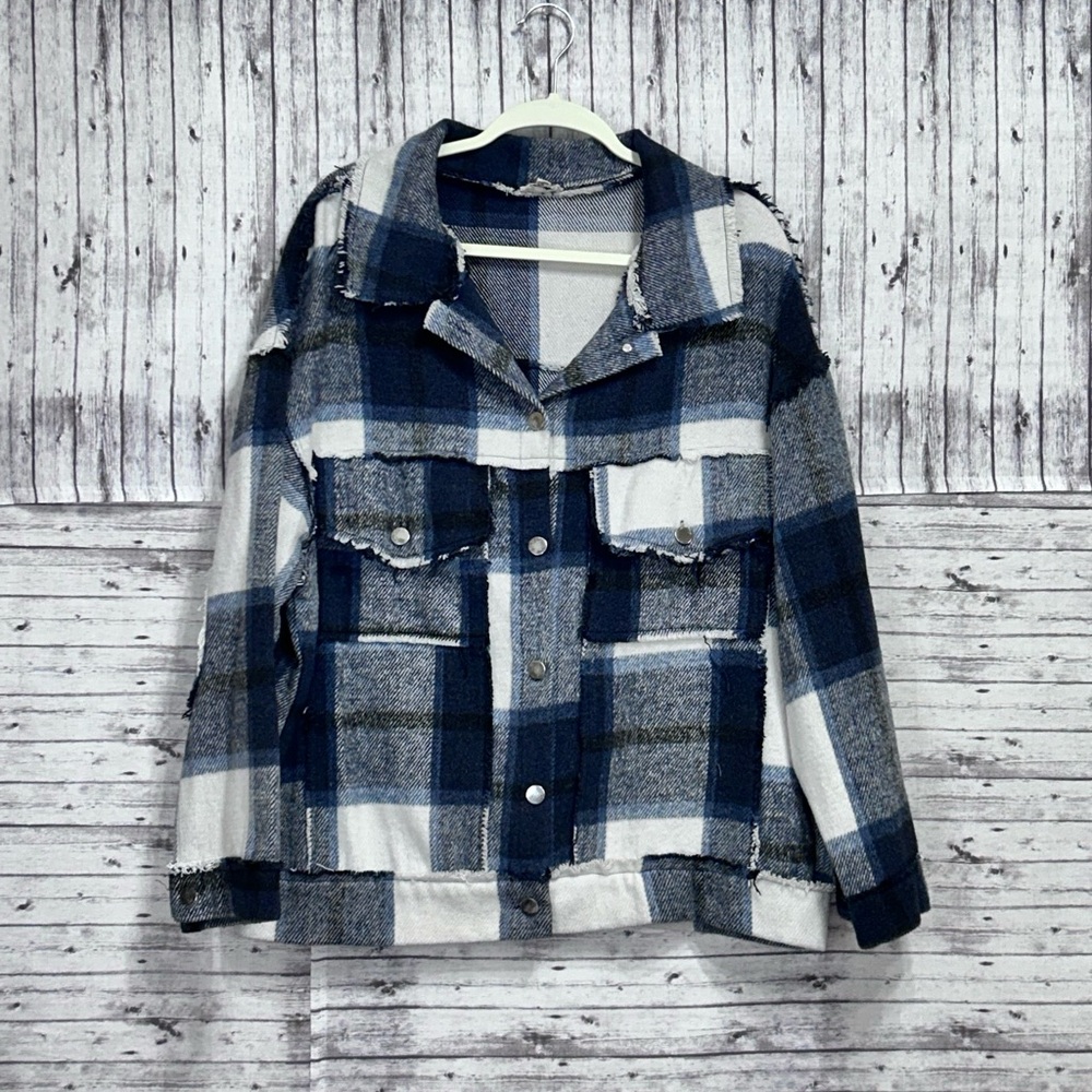 POL Oversized Plaid Shacket